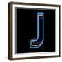 Glowing Letter J Isolated On Black Background-Andriy Zholudyev-Framed Art Print