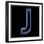 Glowing Letter J Isolated On Black Background-Andriy Zholudyev-Framed Art Print