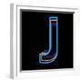 Glowing Letter J Isolated On Black Background-Andriy Zholudyev-Framed Art Print