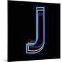 Glowing Letter J Isolated On Black Background-Andriy Zholudyev-Mounted Art Print