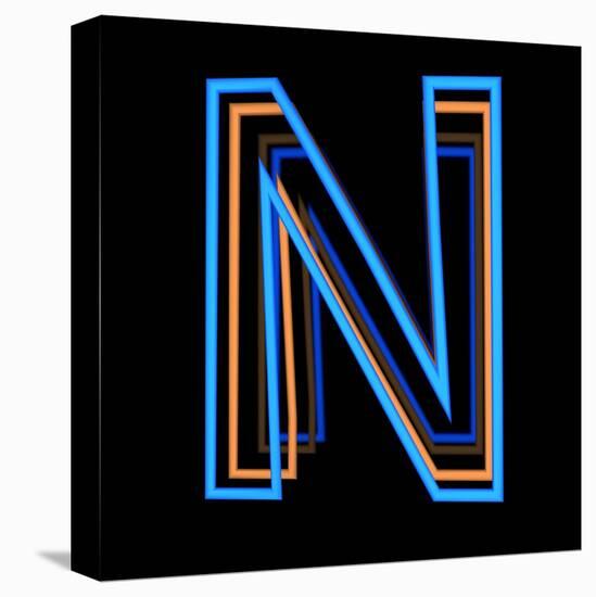 Glowing Letter N Isolated On Black Background-Andriy Zholudyev-Stretched Canvas