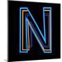 Glowing Letter N Isolated On Black Background-Andriy Zholudyev-Mounted Art Print