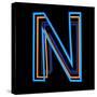 Glowing Letter N Isolated On Black Background-Andriy Zholudyev-Stretched Canvas