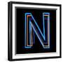 Glowing Letter N Isolated On Black Background-Andriy Zholudyev-Framed Art Print