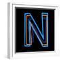 Glowing Letter N Isolated On Black Background-Andriy Zholudyev-Framed Art Print