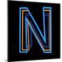 Glowing Letter N Isolated On Black Background-Andriy Zholudyev-Mounted Art Print