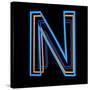 Glowing Letter N Isolated On Black Background-Andriy Zholudyev-Stretched Canvas