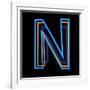 Glowing Letter N Isolated On Black Background-Andriy Zholudyev-Framed Art Print