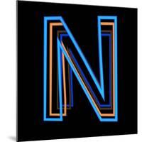 Glowing Letter N Isolated On Black Background-Andriy Zholudyev-Mounted Art Print