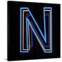 Glowing Letter N Isolated On Black Background-Andriy Zholudyev-Stretched Canvas