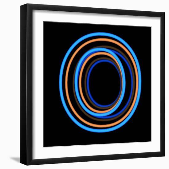 Glowing Letter O Isolated On Black Background-Andriy Zholudyev-Framed Art Print