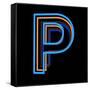 Glowing Letter P Isolated On Black Background-Andriy Zholudyev-Framed Stretched Canvas