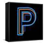 Glowing Letter P Isolated On Black Background-Andriy Zholudyev-Framed Stretched Canvas