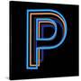 Glowing Letter P Isolated On Black Background-Andriy Zholudyev-Stretched Canvas