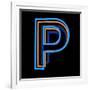 Glowing Letter P Isolated On Black Background-Andriy Zholudyev-Framed Art Print