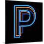 Glowing Letter P Isolated On Black Background-Andriy Zholudyev-Mounted Art Print