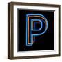 Glowing Letter P Isolated On Black Background-Andriy Zholudyev-Framed Art Print