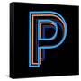 Glowing Letter P Isolated On Black Background-Andriy Zholudyev-Framed Stretched Canvas