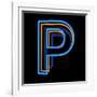 Glowing Letter P Isolated On Black Background-Andriy Zholudyev-Framed Art Print