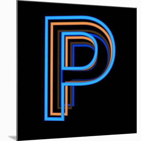 Glowing Letter P Isolated On Black Background-Andriy Zholudyev-Mounted Art Print