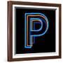 Glowing Letter P Isolated On Black Background-Andriy Zholudyev-Framed Art Print