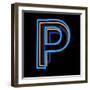 Glowing Letter P Isolated On Black Background-Andriy Zholudyev-Framed Art Print