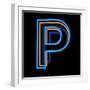 Glowing Letter P Isolated On Black Background-Andriy Zholudyev-Framed Art Print