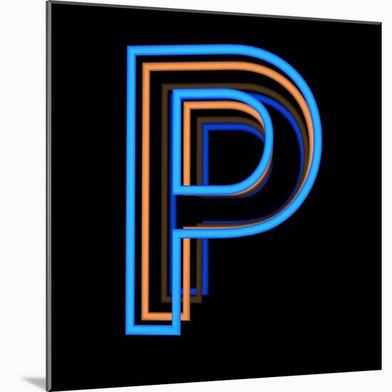 Glowing Letter P Isolated On Black Background-Andriy Zholudyev-Mounted Art Print