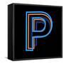 Glowing Letter P Isolated On Black Background-Andriy Zholudyev-Framed Stretched Canvas