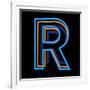 Glowing Letter R Isolated On Black Background-Andriy Zholudyev-Framed Art Print