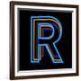 Glowing Letter R Isolated On Black Background-Andriy Zholudyev-Framed Art Print