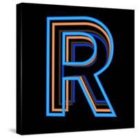 Glowing Letter R Isolated On Black Background-Andriy Zholudyev-Stretched Canvas
