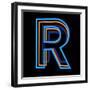 Glowing Letter R Isolated On Black Background-Andriy Zholudyev-Framed Art Print