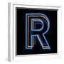 Glowing Letter R Isolated On Black Background-Andriy Zholudyev-Framed Art Print