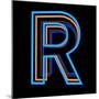 Glowing Letter R Isolated On Black Background-Andriy Zholudyev-Mounted Art Print