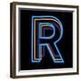 Glowing Letter R Isolated On Black Background-Andriy Zholudyev-Framed Premium Giclee Print