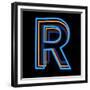 Glowing Letter R Isolated On Black Background-Andriy Zholudyev-Framed Premium Giclee Print