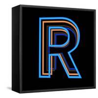 Glowing Letter R Isolated On Black Background-Andriy Zholudyev-Framed Stretched Canvas