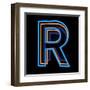 Glowing Letter R Isolated On Black Background-Andriy Zholudyev-Framed Art Print