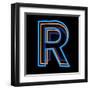 Glowing Letter R Isolated On Black Background-Andriy Zholudyev-Framed Art Print