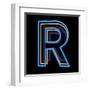 Glowing Letter R Isolated On Black Background-Andriy Zholudyev-Framed Art Print