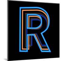 Glowing Letter R Isolated On Black Background-Andriy Zholudyev-Mounted Art Print