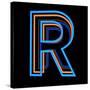 Glowing Letter R Isolated On Black Background-Andriy Zholudyev-Stretched Canvas