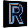 Glowing Letter R Isolated On Black Background-Andriy Zholudyev-Stretched Canvas