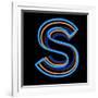 Glowing Letter S Isolated On Black Background-Andriy Zholudyev-Framed Art Print