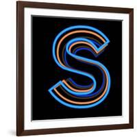 Glowing Letter S Isolated On Black Background-Andriy Zholudyev-Framed Art Print