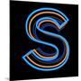 Glowing Letter S Isolated On Black Background-Andriy Zholudyev-Mounted Art Print