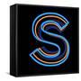 Glowing Letter S Isolated On Black Background-Andriy Zholudyev-Framed Stretched Canvas