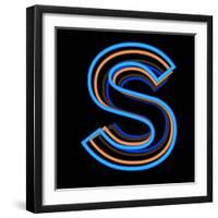 Glowing Letter S Isolated On Black Background-Andriy Zholudyev-Framed Art Print