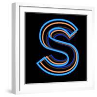 Glowing Letter S Isolated On Black Background-Andriy Zholudyev-Framed Art Print